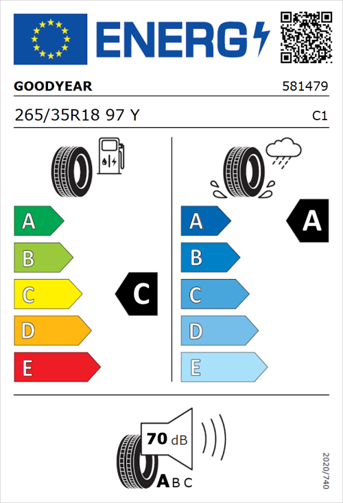 Tyre Label for Goodyear Eagle F1 Asymmetric 6 265/35R18 97Y